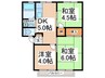 岸城ハイツＡ棟 3DKの間取り