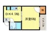ドゥエル嵯峨の荘 1DKの間取り