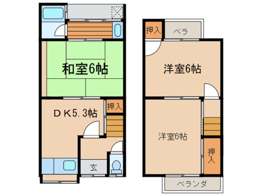 間取図 伊勢田町大谷58-54貸家