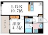 カスタリア壬生 1LDKの間取り