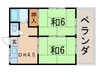 若草ハイツＡ棟 2DKの間取り