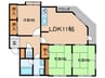 ハ－モニ－若草 3LDKの間取り