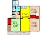 公社清和台住宅14号棟（407） 3LDKの間取り