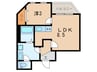 ランドアート甲子園 1LDKの間取り