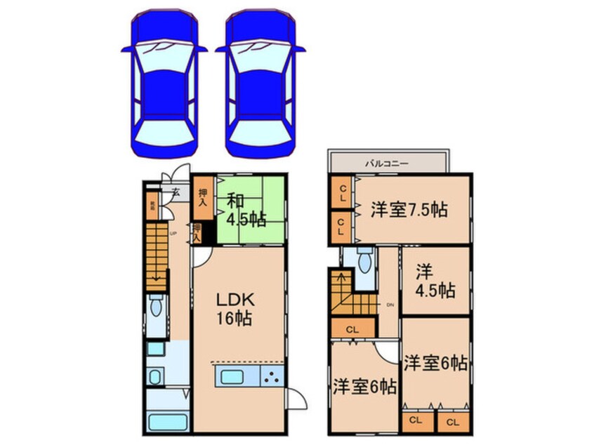 間取図 上甲東園1丁目貸家