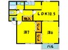 セジュ－ル柴垣 2LDKの間取り