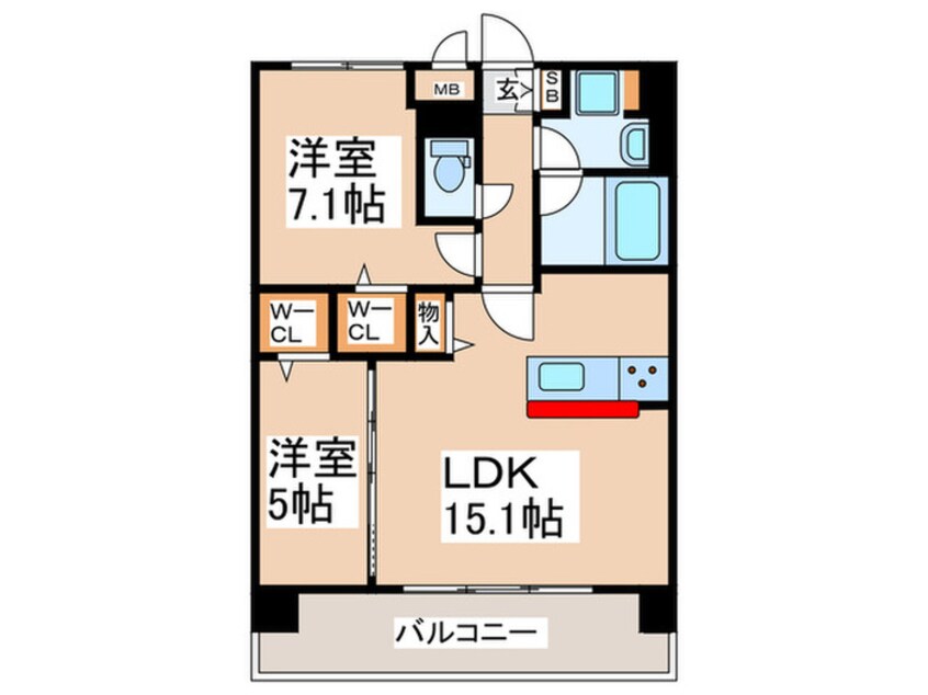 間取図 メゾンドボヌール弁天町