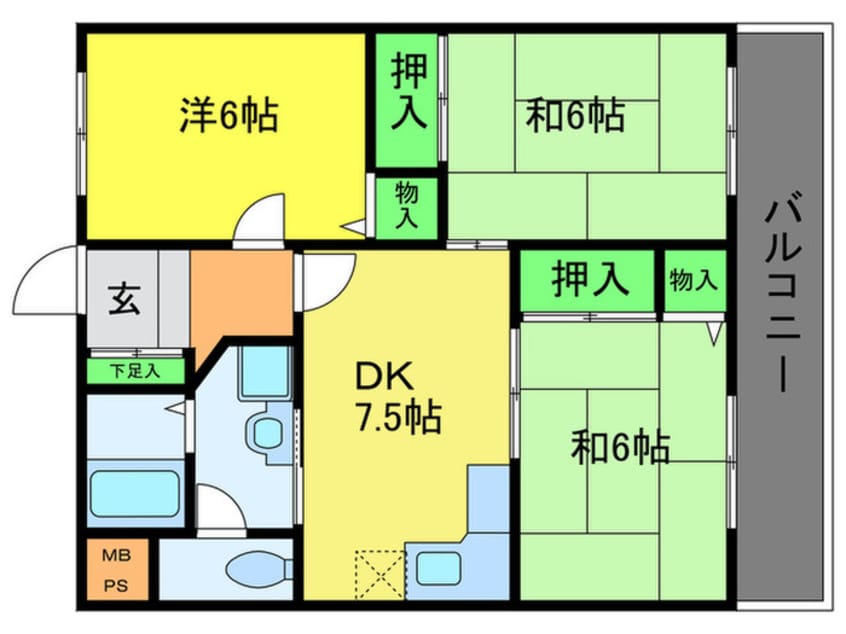 間取図 カ－サ・ヌ－ヴォ三国ヶ丘