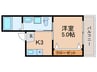 EUNICA甲南山手 1Kの間取り