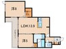 エクセレントガーデンヒルズA棟 2LDKの間取り
