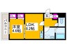 ジーメゾン初芝ﾊﾟｯｸｽ 1LDKの間取り