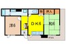 ノ－ブル甲東園 2DKの間取り