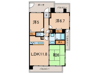間取図 プレステージ灘新在家Ⅲ（607）