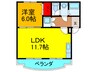サザンコ－ト 1LDKの間取り
