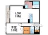 クローネ西院 1LDKの間取り