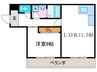 長岡中央第一ビル 1LDKの間取り