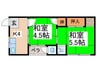 綿谷文化 2Kの間取り