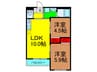 ｐｅｒｓｉｍｍｏｎ香里園 2LDKの間取り