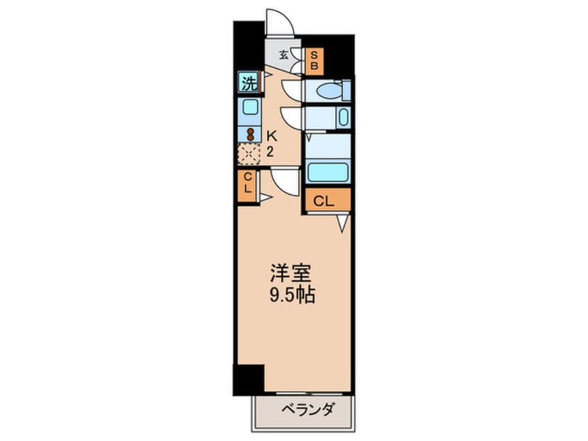 間取図 ｸﾘｽﾀﾙｸﾞﾗﾝﾂ心斎橋ＥＡＳＴ(1001)
