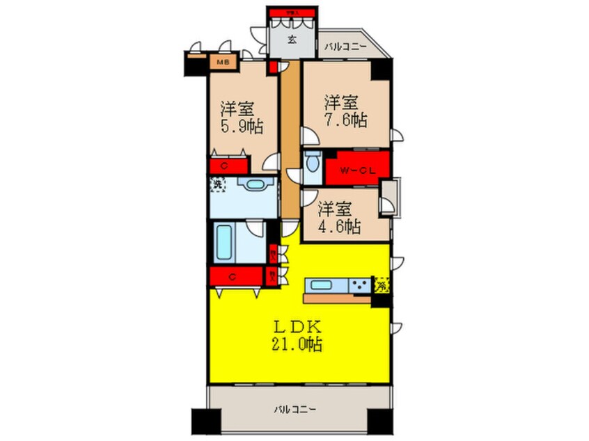 間取図 フレーヴィル茨木上中条(1203)