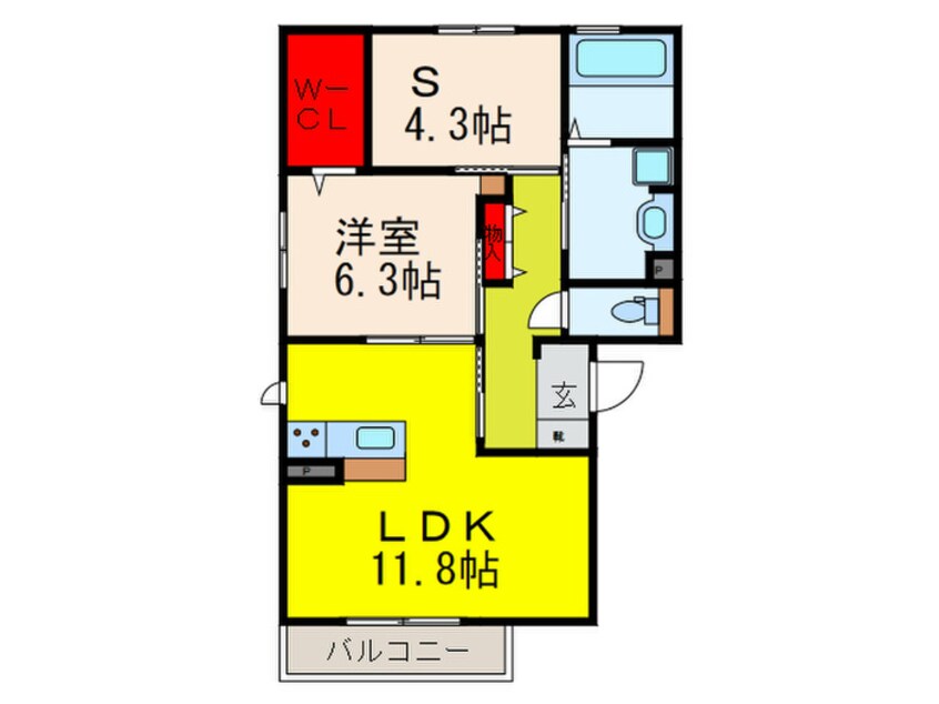 間取図 セクレ－ル北本町Ａ棟