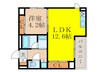 東三国フラッツ 1LDKの間取り
