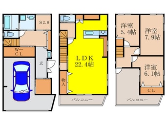 間取図 上新田1丁目貸家