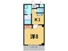 エイチ・ツー・オー新町Ⅰ 1Kの間取り