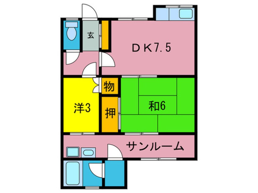 間取図 黒山連棟平屋