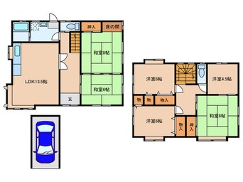 間取図 羽曳が丘4丁目賃貸一戸建