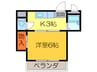 秀雅ハイツ 1Kの間取り