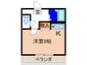 ヒルズ上野芝 1Rの間取り