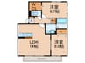 リビングタウン祝園C棟 2LDKの間取り