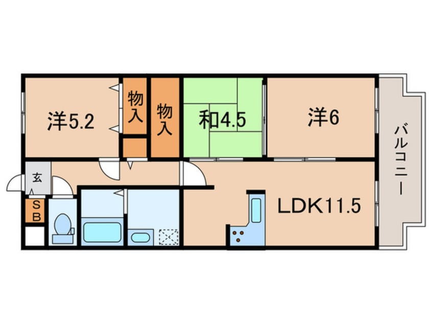 間取図 ｼﾞｬﾙﾀﾞﾝ宝塚中山台弐番館B棟