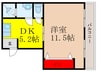 パル小山Ｂ 1DKの間取り