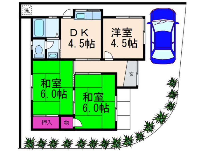 間取図 古井借家一戸建平屋