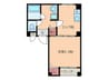 石橋マンション柊 1DKの間取り