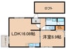 スクエアコート宮ノ口 1LDKの間取り
