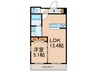 オーベル今里south 1LDKの間取り