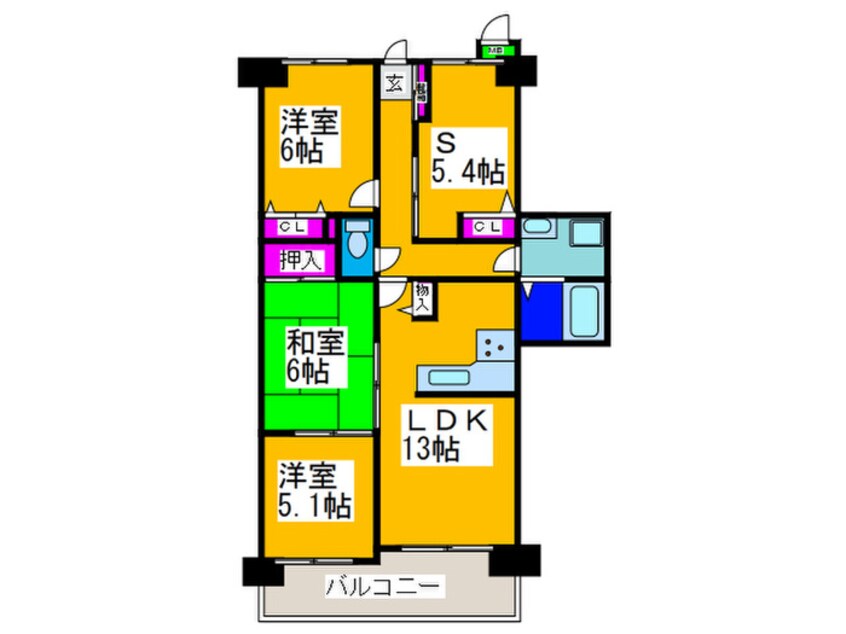 間取図 ｴﾊﾞｰﾗﾝﾄﾞｼﾃｨ新・泉北八番館(706)