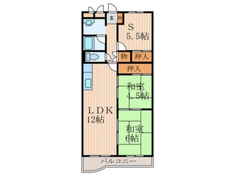 間取図 ｼｰｻｲﾄﾞﾊﾟﾚｽ明石錦明館（313）