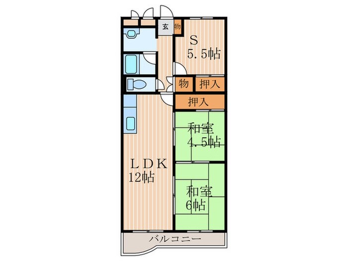 間取り図 ｼｰｻｲﾄﾞﾊﾟﾚｽ明石錦明館（313）