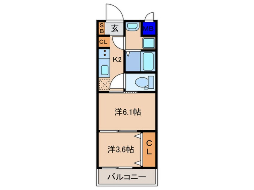 間取図 ｸﾚｽﾄﾀｯﾌﾟ京都丹波口(103)