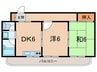 コーズハクシュン 2DKの間取り