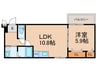 レネスト新深江A 1LDKの間取り