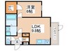 グランツあびこWEST 1LDKの間取り