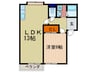 リュシオル石山 1LDKの間取り