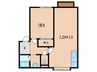 リュシオル石山 1LDKの間取り