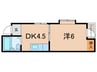 富松城レジデンス 1DKの間取り