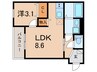ジーメゾン明石魚住ウエスト 1LDKの間取り
